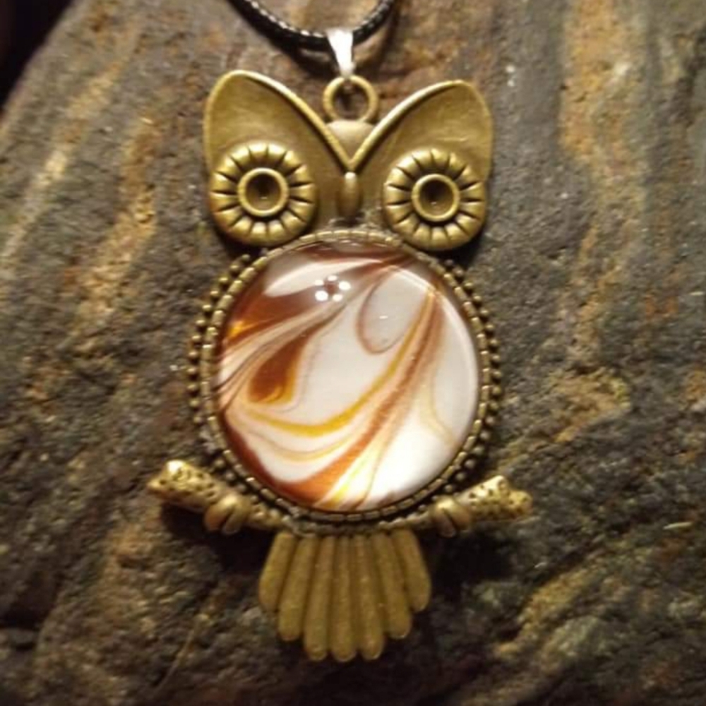 Beautiful hand painted owl pendant